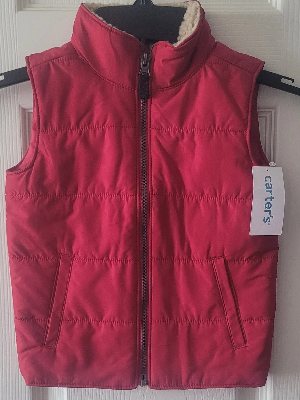 Carter's Red Puffer Vest with Sherpa Lined Collar.